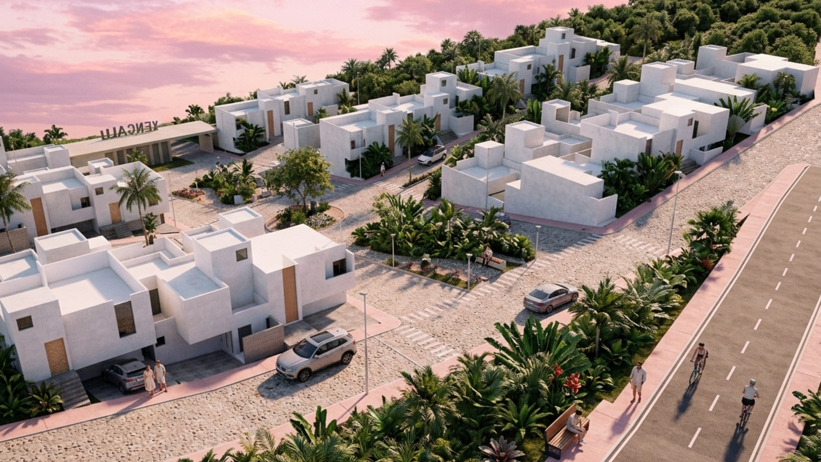 Vista aérea del masterplan de Xencalli Residencial